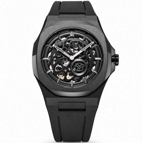 Montre D1 Milano Jet Black Skeleton Watch � combiner