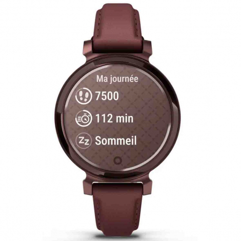 Montre Garmin Lily Classic Dark Bronze avec bracelet en cuir acajou