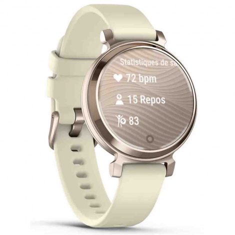 Montre Garmin Lily Cream Gold avec bracelet silicone blanc coco 