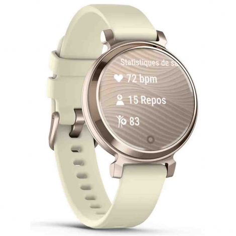 Montre Garmin Lily Cream Gold avec bracelet silicone blanc coco 