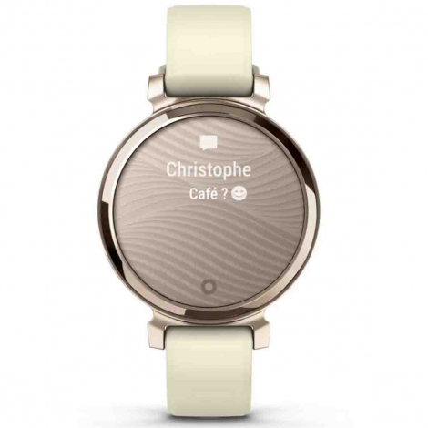 Montre Garmin Lily Cream Gold avec bracelet silicone blanc coco 