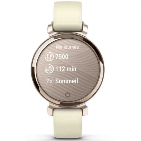 Montre Garmin Lily Cream Gold avec bracelet silicone blanc coco 