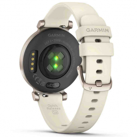 Montre Garmin Lily Cream Gold avec bracelet silicone blanc coco 