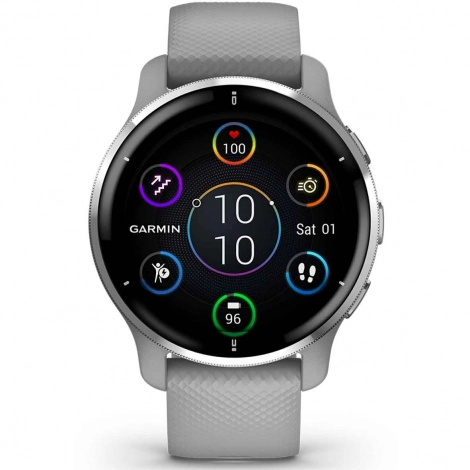 Montre Garmin Venu 2 Plus Silver- bracelet silicone gris