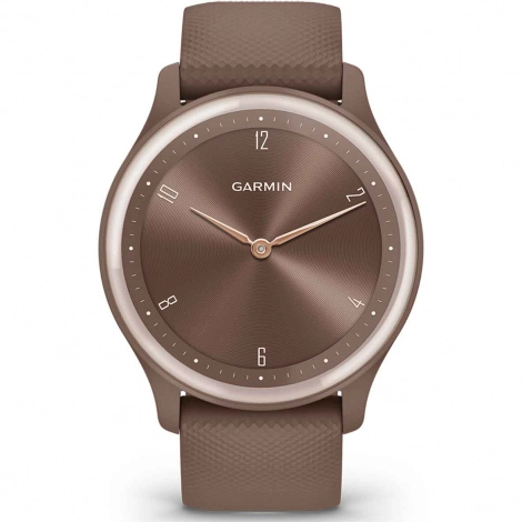 Montre Garmin Vivomove Sport Peach Gold - bracelet chocolat