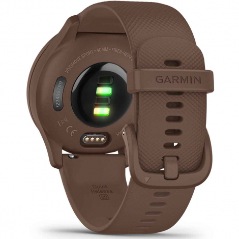 Montre Garmin Vivomove Sport Peach Gold - bracelet chocolat