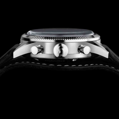 Montre Hanhart 417 ES - 39 mm - Flyback Panda - 1954 - Croco Ebne