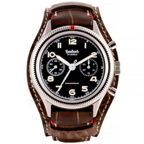Montre Hanhart 417 ES - 39mm - Steve Mc. Croco Marron Ebne