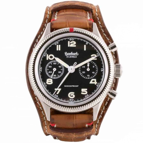 Montre Hanhart 417 ES - 39mm - Steve Mc. Croco Marron Teck
