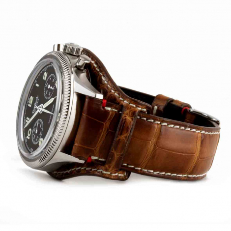 Montre Hanhart 417 ES - 39mm - Steve Mc. Croco Marron Teck