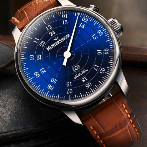 Montre MeisterSinger Bell Hora Bleu