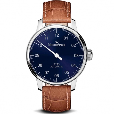 Montre MeisterSinger N 03 Auto - Ponage Solaire Bleu