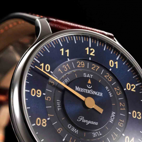 Montre MeisterSinger Pangaea Day Date - Bleu acier avec or