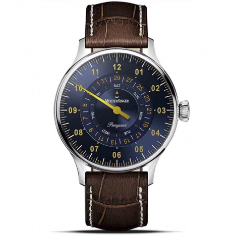Montre MeisterSinger Pangaea Day Date - Bleu acier avec or