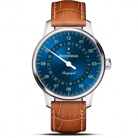 Montre MeisterSinger Perigraph - 38mm - Bleu & jaune