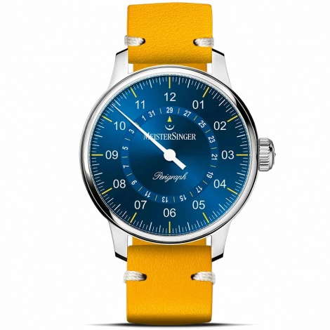 Montre MeisterSinger Perigraph - 43mm - Bleu & jaune