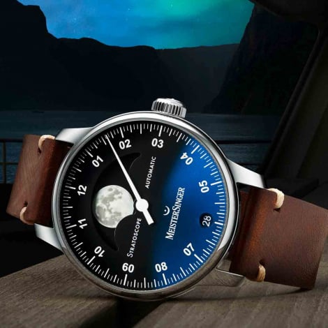 Montre MeisterSinger Stratoscope Noir dgrad vers le Bleu