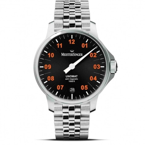 Montre MeisterSinger Unomat - Noir avec Orange