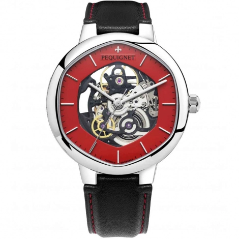 Montre Pequignet Exagone Squelette Rouge