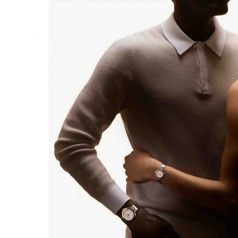 Montre Pequignet Moorea - Acier & Or, Cadran Blanc & Bracelet 3 rangs