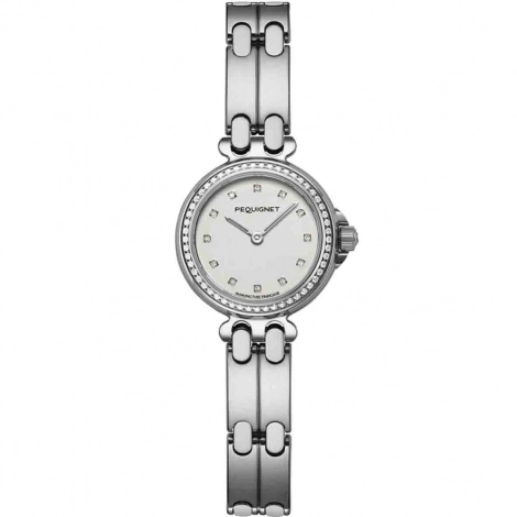 Montre Pequignet Moorea - Cadran Blanc avec Index & Lunette Diamants