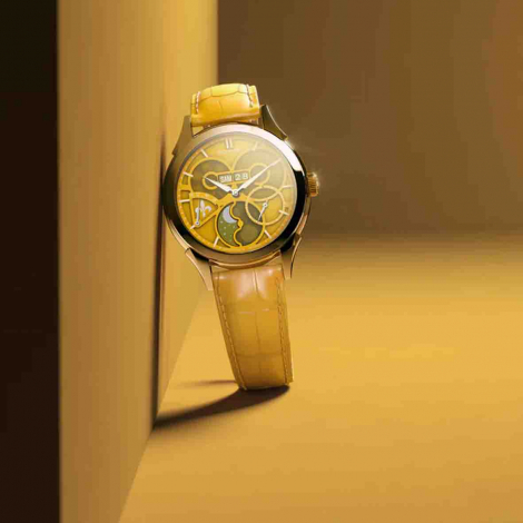 Montre Pequignet Royale saphir - Cadran Jaune Ambre