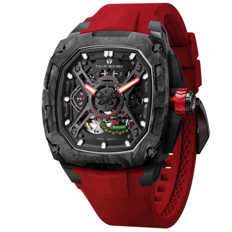 Montre tsar Bomba - Dark Matter Carbone - Automatique - Rouge