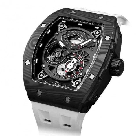 Montre Tsar Bomba - Elemental Series - Carbon Fiber Automatic - Blanc
