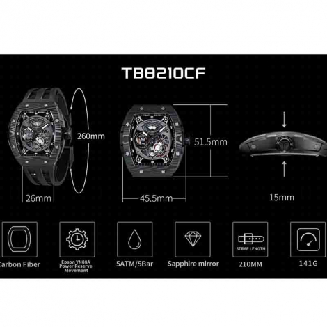 Montre Tsar Bomba - Elemental Series - Carbon Fiber Automatic - Rouge