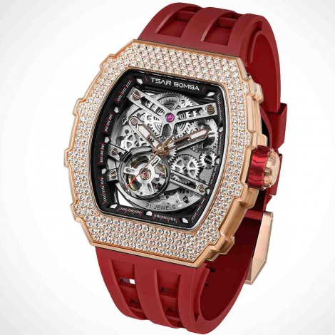 Montre Tsar Bomba - Elemental Series - Rouge - Cubic Zirconia