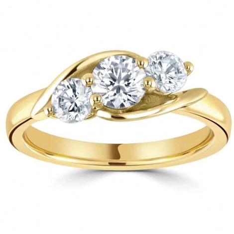 Monture bague or et diamant trilogie