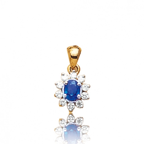 Pend saphir et entourage diamants