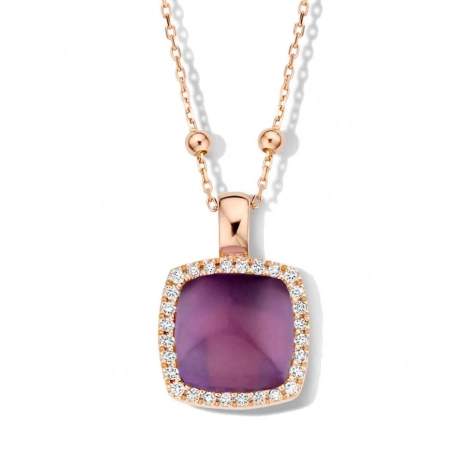 Pendentif amthyste sur nacre et diamants One More