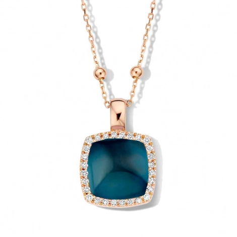 Pendentif avec topaze LB sur nacre et diamants One More
