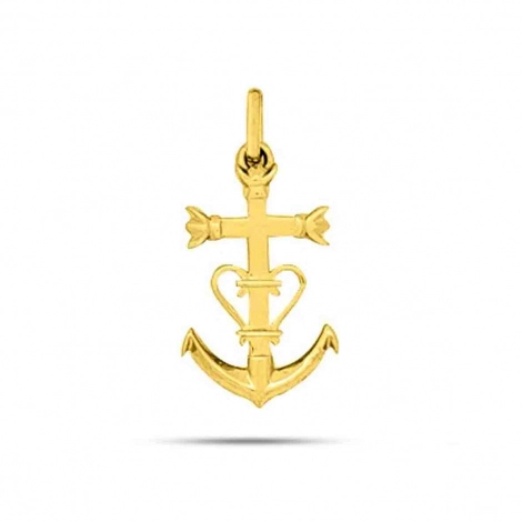 Pendentif croix camarguaise en or jaune