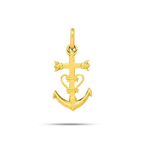 Pendentif croix camarguaise en or jaune  combiner