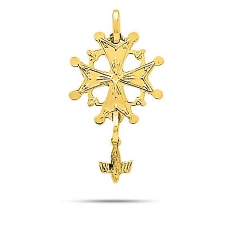 Pendentif croix huguenote en or jaune