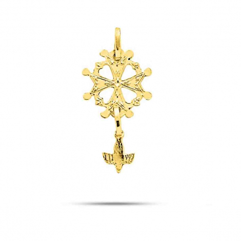 Pendentif croix huguenote en or jaune