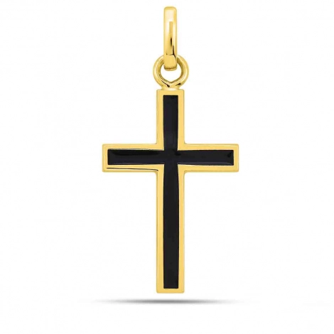 Pendentif Croix noir laqu