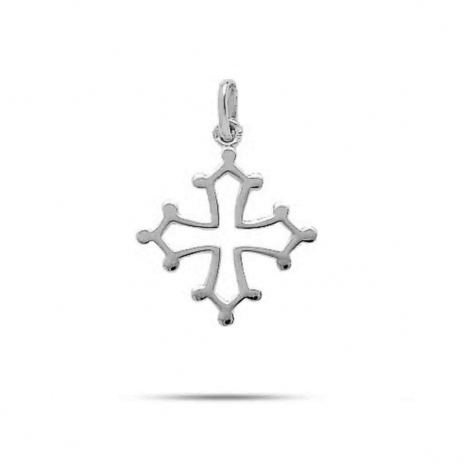 Pendentif croix occitane en or blanc  combiner