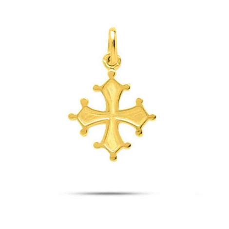 Pendentif Croix En Or Jaune 14K - Avec Rubis Et Diamants - Crucifix Vintage - Bijou Ancien En Excellent état
