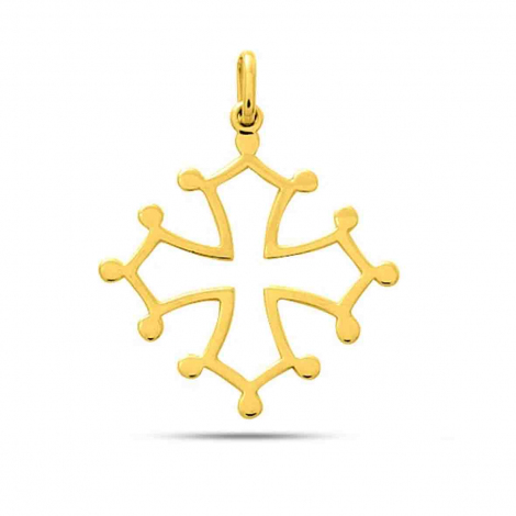 Pendentif croix occitane en or jaune  combiner