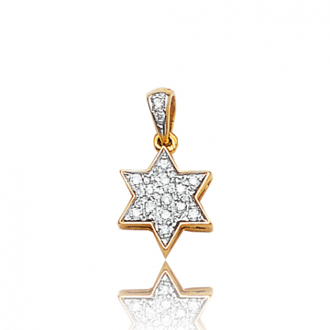 Pendentif Étoile De David En Or Jaune 18 Carats – Bijou Juif Homme/Femme – Neuf Avec étiquettes