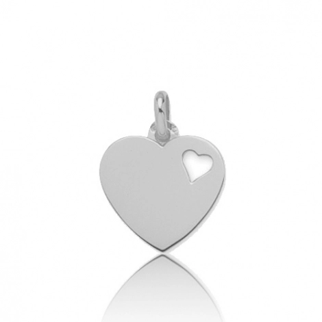 Pendentif or blanc coeur