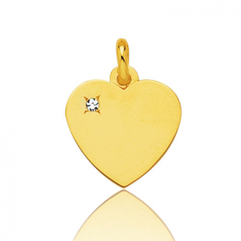 Pendentif or jaune coeur avec diamant