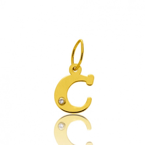 Pendentif or Jaune et diamant 0,01ct Initiale C