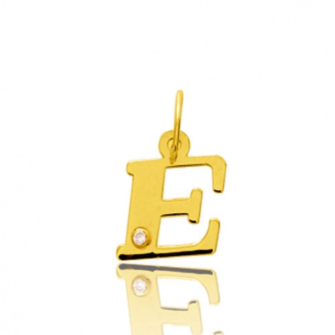 Pendentif or Jaune et diamant 0,01ct Initiale E