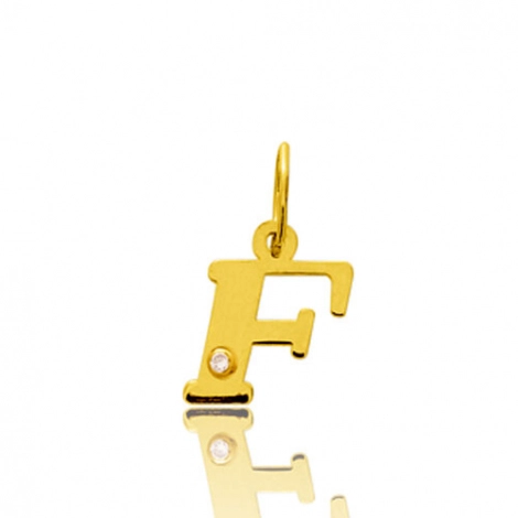 Pendentif or Jaune et diamant 0,01ct Initiale F
