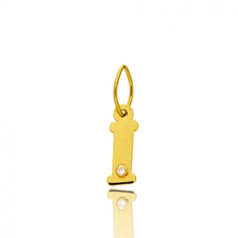 Pendentif or Jaune et diamant 0,01ct Initiale I
