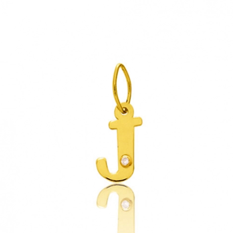 Pendentif or Jaune et diamant 0,01ct Initiale J